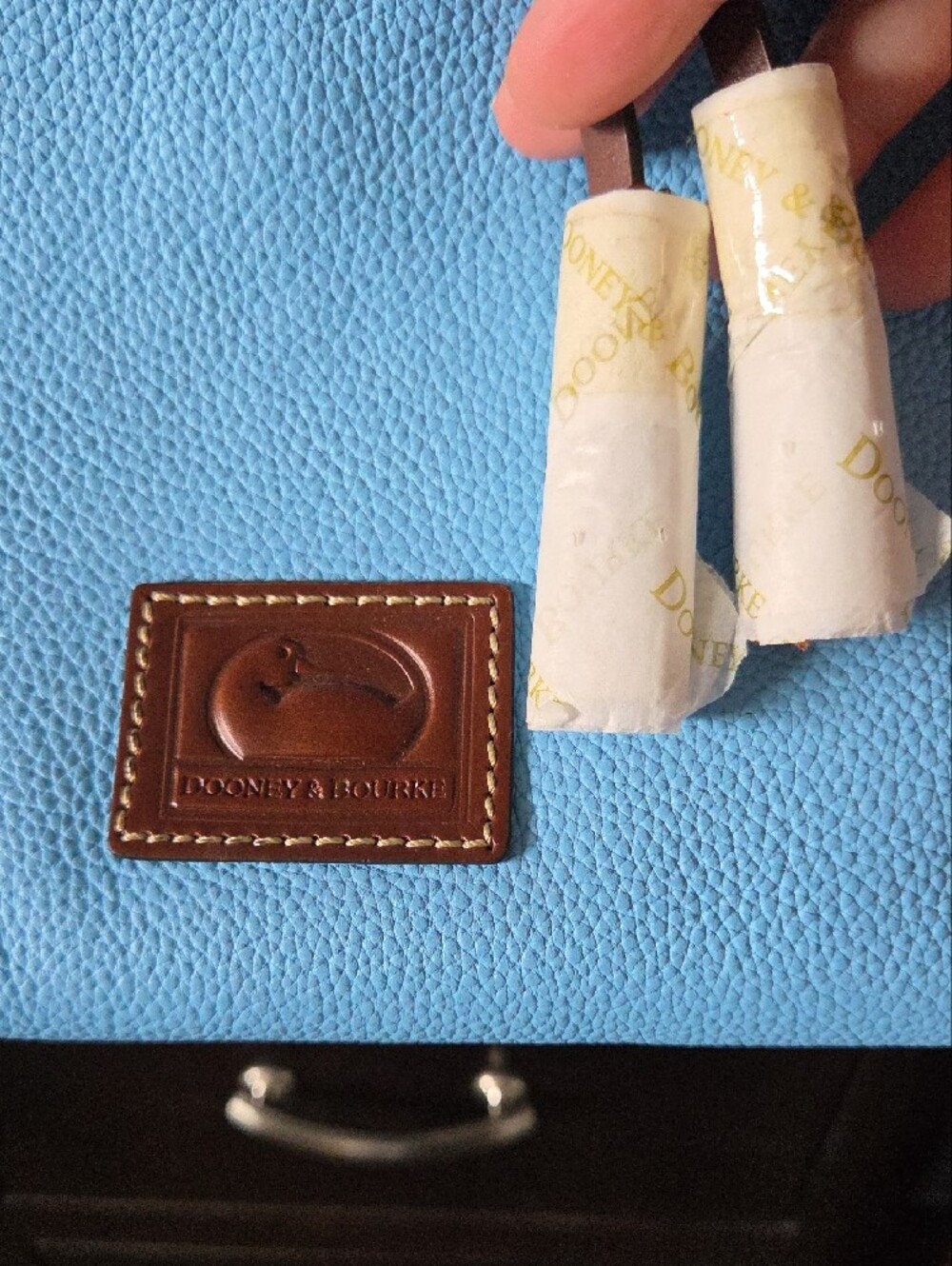 NWT Dooney & Bourke Wakefield Tassel Tote Pebble Leather In Caribbean Blue - Picture 2 of 9